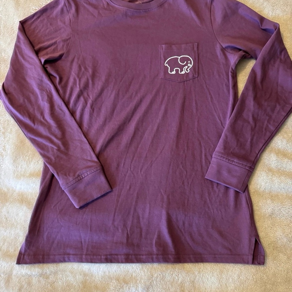 Ivory Ella Plum Long Sleeve Tee with Elephant Pocket